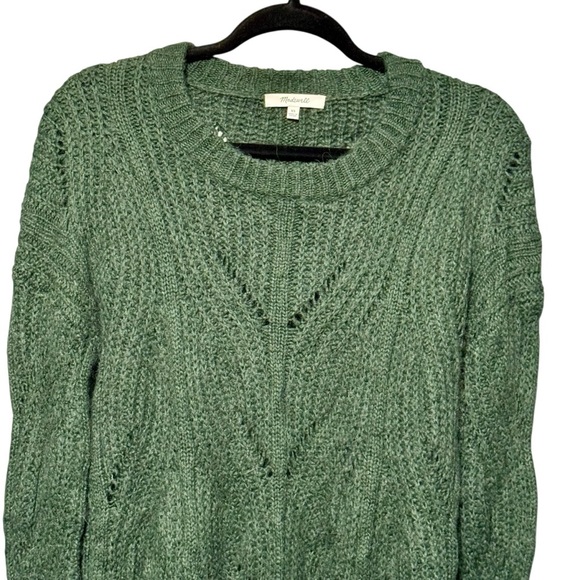 Madewell Chunky Knit Alpaca Fuzzy Dark Green Soft Pullover Sweater size XS - Picture 3 of 9